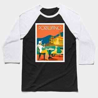 Portofino Italy Advertising Travel and Tourism Print Baseball T-Shirt